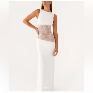 Peppermayo White Lace Panel Maxi Dress
